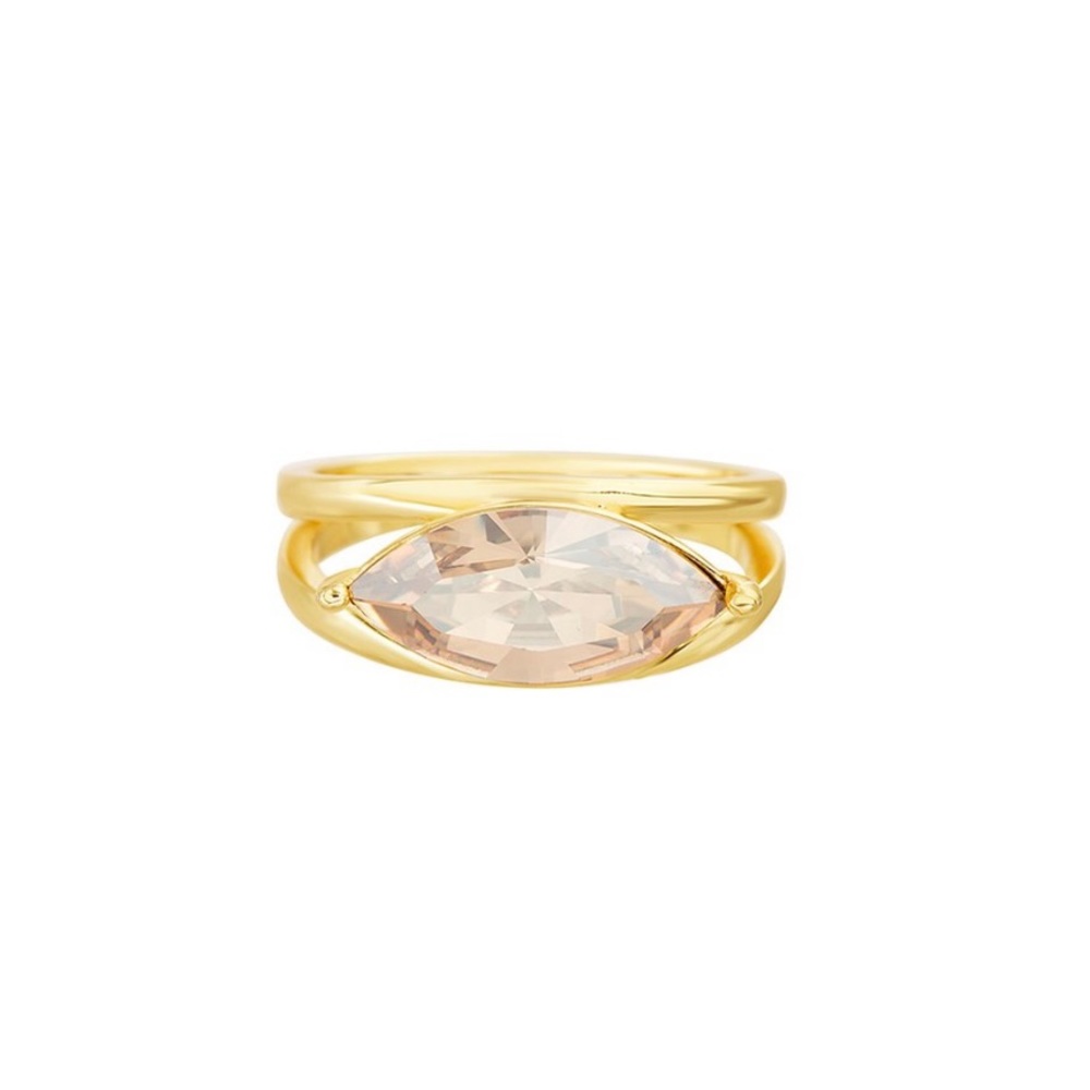 Champagne & white gold-plated ring Swarovski NWT